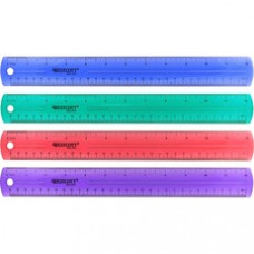 Westcott Transparent Jeweltone 12" Plastic Ruler - 12" Length 1" Width - 1/16 Graduations - Metric, Imperial Measuring System - Plastic - 1 Each - Assorted