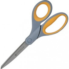 Westcott High Performance Titanium Bonded Scissors - 3.50" Cutting Length - 8" Overall Length - Straight-left/right - Titanium - Straight Tip - Gray/Yellow - 1 Each