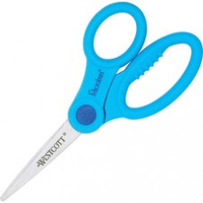Westcott 5" Kids Pointed Microban Scissors - 5" Overall Length - Straight-left/right - Stainless Steel - Pointed Tip - Assorted - 1 Each