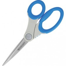 Westcott 8" Straight Microban Scissors - 8" Overall Length - Straight-left/right - Stainless Steel - Pointed Tip - Blue - 1 Each