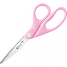 Westcott 8" BCA Pink Straight Cut Scissors - 8" Overall Length - Straight-left/right - Stainless Steel - Pink - 1 Each