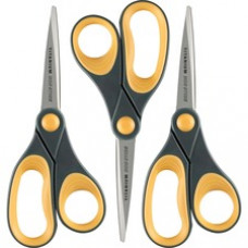 Acme United 8" Titanium Nonstick Straight Scissors - 3.25" Cutting Length - 8" Overall Length - Straight-left/right - Titanium - Pointed Tip - Yellow - 3 / Pack