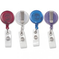 Advantus Retracting ID Card Reel with Belt Clip - 4 / Pack - Translucent Assorted