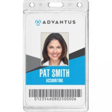 Advantus Frosted Vertical Rigid ID Holder - Vertical - Plastic - 25 / Box - Frosted