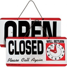 Advantus Open/Closed Sign with Clock - 1 Each - Open/Closed, Please Call Again, Will Return Print/Message - 11.5