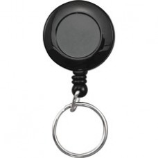 Advantus Clip-on Ring Retractable ID Reel - 12 / Box - Black - Sturdy