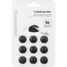 Bluelounge CableDrop Mini Cable Anchor for Small Cords - Cable Clip - Black - 9 Pack