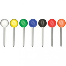 Gem Office Products Round Head Map Tacks - 0.18" Head - 100 / Box - Assorted - Steel