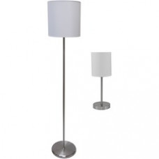 Ledu Slim Line Lamp Combo Pack - 13 W CFL, LED Bulb - Silver - Steel - Floor-mountable, Desk Mountable - Silver, White