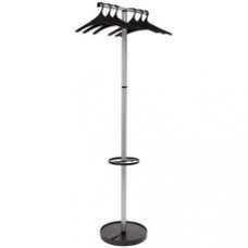 Alba Wave2 Coat Stand - 6 Hangers - for Umbrella, Coat, Garment - ABS Plastic - Silver, Black, Gray - 1 Each