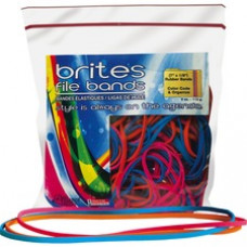 Alliance Rubber Brites 07800 File Bands - Non-Latex Colored Elastic Bands - 7" x 1/8" - 50 Pack - Pink, Blue and Orange - Resealable Bag