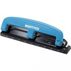 Bostitch EZ Squeeze™ 12 Three-Hole Punch - 3 Punch Head(s) - 12 Sheet Capacity - 9/32" Punch Size - Round Shape - 3" x 1.6" - Blue, Black
