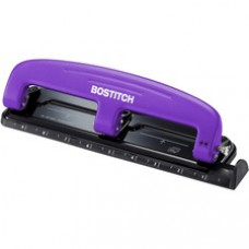 Bostitch EZ Squeeze™ 12 Three-Hole Punch - 3 Punch Head(s) - 12 Sheet Capacity - 9/32" Punch Size - 3" x 1.6" - Purple, Black