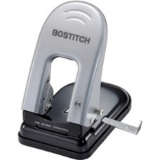 Bostitch EZ Squeeze™ 40 Two-Hole Punch - 2 Punch Head(s) - 40 Sheet Capacity - 9/32" Punch Size - 6.5" x 2.8" - Black, Silver