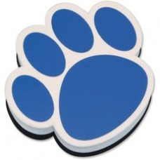 Ashley Paw Shaped Magnetic Whiteboard Eraser - Magnetic, Lightweight - Blue, White - 1Each
