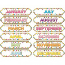 Ashley Magnetic Confetti Months Timesavers - 12 - Die-cut, Write on/Wipe off - 1 / Each - Multicolor