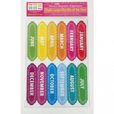 Ashley Magnetic Chalkboard Calendar Months - 12 - Write on/Wipe off - 1 Each - Multicolor