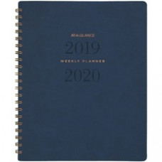 At-A-Glance Signature Collection Planner - Large Size - Julian Dates - Monthly, Weekly - 13 Month - July - July - 1 Week, 1 Month Double Page Layout - Navy, Navy Blue - 11