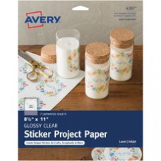 Avery® Inkjet Printable Adhesive Paper - Glossy, Clear - Letter - 8 1/2