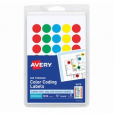 Avery® See-Through Removable Color Dots, 0.75-Inch Diameter, Assorted Colors, 1015 per Pack (05473) - Removable Adhesive - 3/4