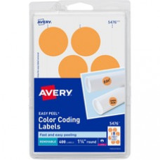Avery® 1-1/4" Round Color Coding Labels - Removable Adhesive - 1 1/4" Diameter - Circle - Laser - Orange - 12 / Sheet - 400 / Pack