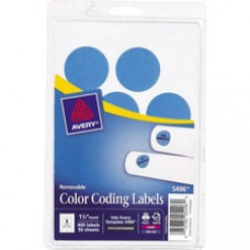 Avery® 1-1/4" Round Color Coding Labels - Removable Adhesive - 1 1/4" Diameter - Circle - Laser, Inkjet - Light Blue - 12 / Sheet - 400 / Pack