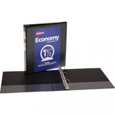 Avery® Economy View Binders with Round Rings - without Merchandising - 1 1/2" Binder Capacity - Letter - 8 1/2" x 11" Sheet Size - 275 Sheet Capacity - 3 x Round Ring Fastener(s) - 2 Internal Pocket(s) - Vinyl - Black - 