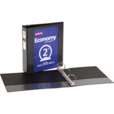 Avery® Economy View Binders with Round Rings - without Merchandising - 2" Binder Capacity - Letter - 8 1/2" x 11" Sheet Size - 375 Sheet Capacity - 3 x Round Ring Fastener(s) - 2 Internal Pocket(s) - Vinyl - Black - 