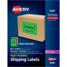 Avery® High Visibility Neon Shipping Labels - 5 1/2