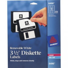 Avery® Floppy Disk Label - Removable Adhesive - Square - Laser, Inkjet - Matte White - Paper - 1 / Carton