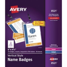 Avery® Laser, Inkjet Badge Insert - White - 4 1/4