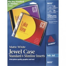 Avery® Jewel Case Insert - White - Matte - 5 / Carton - Print-to-the-edge