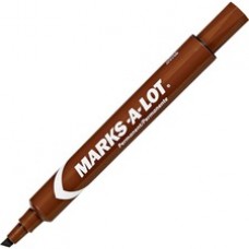 Avery® Marks A Lot® Permanent Markers, Large Desk-Style Size, Chisel Tip (08881) - 4.7625 mm Marker Point Size - Chisel Marker Point Style - Brown - Brown Plastic Barrel - 12 / Dozen