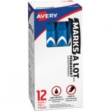 Avery® Large Desk Style Permanent Markers - 4.7625 mm Marker Point Size - Chisel Marker Point Style - Blue - Blue Plastic Barrel - 12 / Dozen