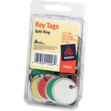 Avery® Key Tags, Split Ring, Assorted Colors, 1-1/4