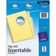 Avery® Big Tab Buff Colored Insertable Dividers - Gold Reinforced - 5 Blank Tab(s) - 5 Tab(s)/Set - 8.5