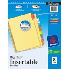 Avery® Big Tab Buff Colored Insertable Dividers - Gold Reinforced - 8 Blank Tab(s) - 8 Tab(s)/Set - 8.5" Divider Width x 11" Divider Length - Letter - 3 Hole Punched - Buff Paper Divider - Multicolor Tab(s) - 8 / Set