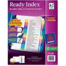 Avery® Ready Index(R) A-Z Binder Dividers, Customizable Table of Contents, Classic Multicolor Tabs, 1 Set (11125) - 26 Printed Tab(s) - Character - A-Z - 26 Tab(s)/Set - 8.5" Divider Width x 11" Divider Length - Letter -