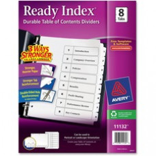 Avery® Customizable Table of Contents Dividers, Ready Index(R) Printable Section Titles, Preprinted 1-8 White Tabs, 1 Set (11132) - 8 x Divider(s) - Printed Tab(s) - Digit - 1-8 - 8 Tab(s)/Set - 8.5