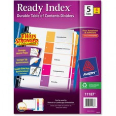 Avery® Ready Index(R) 5-Tab Binder Dividers, Customizable Table of Contents, Multicolor Tabs, 6 Sets (11187) - 5 x Divider(s) - Printed Tab(s) - Digit - 1-5 - 5 Tab(s)/Set - 8.5