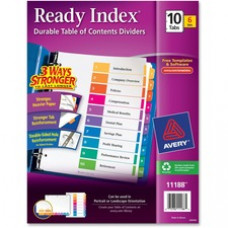 Avery® Ready Index(R) 10-Tab Binder Dividers, Customizable Table of Contents, Multicolor Tabs, 6 Sets (11188) - 10 x Divider(s) - Printed Tab(s) - Digit - 1-10 - 10 Tab(s)/Set - 8.5