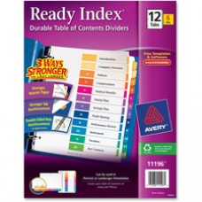 Avery® Ready Index(R) 12-Tab Binder Dividers, Customizable Table of Contents, Multicolor Tabs, 6 Sets (11196) - 12 x Divider(s) - Printed Tab(s) - Digit - 1-12 - 12 Tab(s)/Set - 8.5