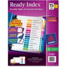 Avery® Ready Index(R) 15-Tab Binder Dividers, Customizable Table of Contents, Multicolor Tabs, 6 Sets (11197) - 15 x Divider(s) - Printed Tab(s) - Digit - 1-15 - 15 Tab(s)/Set - 8.5