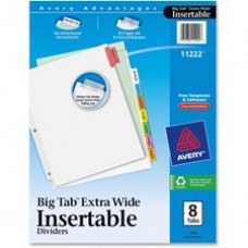 Avery® Big Tab(TM) Insertable Extra Wide Dividers, 8 Multicolor Tabs, 1 Set (11222) - 8 Print-on Tab(s) - 8 Tab(s)/Set - 9