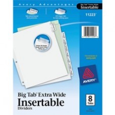 Avery® Big Tab Extra Wide White Insertable Dividers - Clear Reinforced - 8 Blank Tab(s) - 8 Tab(s)/Set - 9