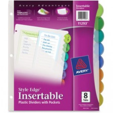 Avery® Insertable Style Edge(TM) Plastic Dividers with Pockets, 8-Tab Set, Multicolor (11293) - 8 Tab(s) - 8.5