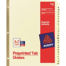 Avery® Laminated Pre-printed Tab Dividers - Gold Reinforced - 25 x Divider(s) - Printed Tab(s) - Character - A-Z - 25 Tab(s)/Set - 8.5" Divider Width x 11" Divider Length - Letter - 3 Hole Punched - Buff Buff Paper 