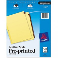 Avery® Red Leather Pre-printed Tab Dividers - Clear Reinforced - 31 Printed Tab(s) - Digit - 1-31 - 31 Tab(s)/Set - 8.5