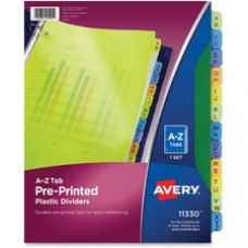 Avery® Preprinted Plastic Dividers, 12-Tab Set, A-Z, Multicolor (11330) - 12 x Divider(s) - Printed Tab(s) - Character - A-Z - 12 Tab(s)/Set - 8.5