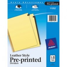 Avery® Black Leather Pre-printed Tab Dividers - Gold Reinforced - 31 x Divider(s) - Printed Tab(s) - Digit - 1-31 - 31 Tab(s)/Set - 8.5" Divider Width x 11" Divider Length - Letter - 3 Hole Punched - Buff Paper Divider - 